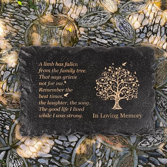 11.8 inches Long Tree of Life Song Polyresin Memorial Garden Stone, Memorial Stones for Loved Ones Outside, Memorial plaques, Sympathy Gifts for Loss of Loved one, Memorial Gifts (Black Tree of Life)