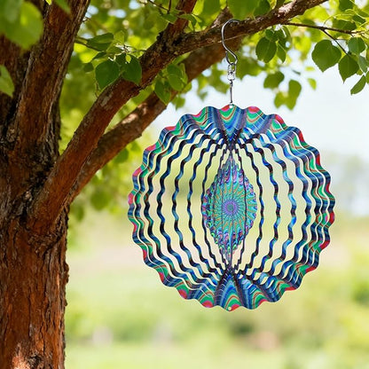 Stainless Steel Wind Spinner-2Pcs 10 in Indoor Outdoor Garden Decoration, Unique Gift for Women, Men, Holidays (A)