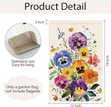 Spring Summer Pansy Flower Garden Flag 12x18 Inch Double Sided Burlap, Floral Seasonal Yard Sign Home Outdoor Decoration