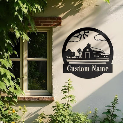 Custom Farm Metal Sign - Last Name Ranch Sign I Outdoor & Garden Decor | Cow Farmhouse & Barn Theme