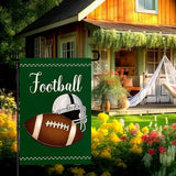Football Garden Flag Football Helmet Double Sided Yard Flag The Big Game Polyeaster Garden Flags Sunday Sports Party Vertical Green House Banner 12 x 18 Inch Outdoor Decorative