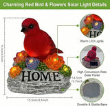 DECOUE Solar Garden Statue with Bird & “Home” Sign, Solar Bird Light Outdoor Decor with Warm LED Glow, Garden Decor for Outside Yard Patio Walkway, Decorative Garden Statue with Succulent Accents