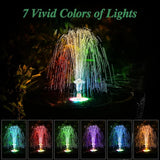AISITIN 6.5W Solar Fountain Pump with Colorful LED Lights, 3000mAh Battery, Anti-Drift Brackets, 10 Nozzles, Remote Control, Solar Powered Bird Bath Fountain for Outdoor Garden Pond Fish Pond Backyard