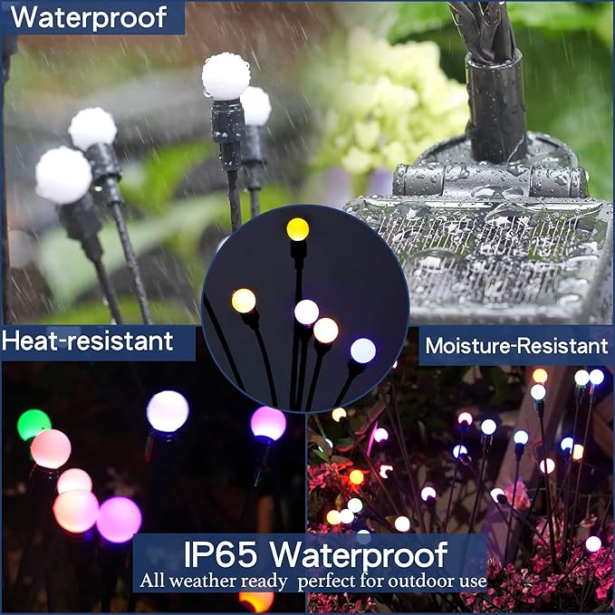 TONULAX Solar Garden Lights, Starburst Swaying Light - Swaying When Wind Blows, Solar Lights Outdoor Decorative, Color Changing RGB Light for Yard Patio Pathway Decoration(2 Pack)