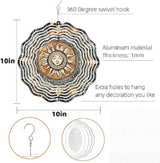 Sun Face Mandala 10" Wind Spinner Outdoor Metal Garden Art Celestial Patio Decoration Cosmic Design Yard Ornament Vibrant Hanging Sculpture