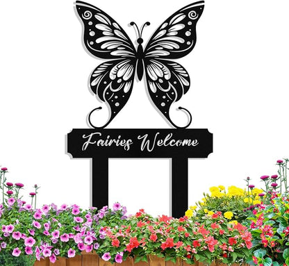 Personalized Metal Butterfly Garden Signs with Stake, Custom Garden Signs for Outside Waterproof, Customized Name Sign Yard Lawn Gardens Decor Gardening Gifts for Moms Grandmas Gardeners