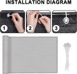 LOVE STORY 3'x16' Gray Balcony Screen Privacy Fence Cover (HDPE) UV Protection Weather-Resistant 3 FT Height Shield for Deck, Patio, Backyard, Outdoor Pool, Porch, Railing