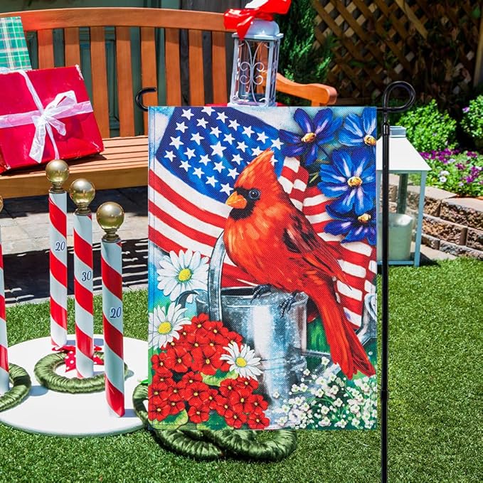Patriotic 4th of July Garden Flag, hogardeck Double Sided 12.5x18 Inch Bird Fourth of July Decorations, Memorial Day Independence Day Floral Outdoor Yard Decor