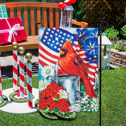Patriotic 4th of July Garden Flag, hogardeck Double Sided 12.5x18 Inch Bird Fourth of July Decorations, Memorial Day Independence Day Floral Outdoor Yard Decor