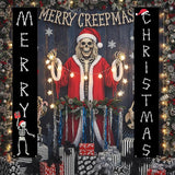 Gothic Christmas Door Banner Gothic Skeleton Christmas Decor for Outdoor, Spooky Skeleton Hanging Merry Xmas Porch Door Sign for Outside Yard Party Decor