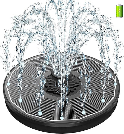 SZMP Solar Bird Bath Fountains,Working On Cloudy Day Solar Water Fountain 3.5W Glass Solar Panel 2000mAh Battery 4 Fixer 7 Nozzles Solar Fountain for Bird Bath Garden(Black Solar Panel)