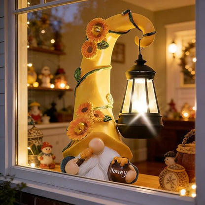twinbling Mom Birthday Gifts-Garden Gnome Statue with Solar Lights Large Garden Sculptures Funny Triple Gnome Outdoor Patio Lawn Yard Garden Decor Gifts for Women Mom 12 in Spring Gnomes Outdoor