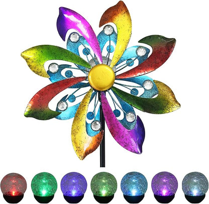 69" Metal Wind Spinners Outdoor with Plant Rack,3 Legs Colorful Windmill for Yard, Kinetic Yard Art, Waterproof Large Wind Sculptures for Garden Backyard Outdoor Decor Lawn Ornaments for Outside