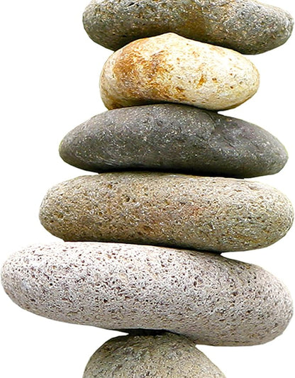 BestNest Ancient Graffiti Stone Cairns Set, 2-Piece Stacked Rock Sculptures with Metal Rod Support, 10" & 14" Garden Stone Towers for Zen, Japanese, or Wabi-Sabi Décor, Indoor Outdoor Home Ornament