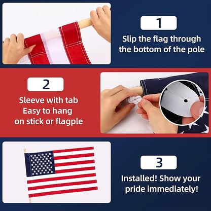 28 x 44 Inch Embroidered American House Flag, Heavy Duty Outdoor Premium 210D Nylon, Embroidered Stars,Sewn Stripes,July 4th Independence Day House Flags