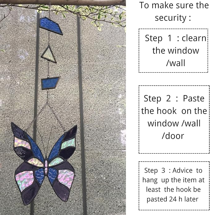 Stained Glass Window Hanging Suncatcher, Butterfly Gifts for Mom/Teacher/Women Anniversary, Birthday, Housewarming
