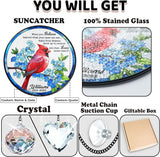 Personalized Cardinal Memorial Stained Glass Suncatcher, Red Cardinal Window Hanging Suncatcher with Crystal, Sympathy Gifts for Loss of Loved One, Remembrance Gifts for Grandparent, Mom, Home Décor