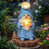GIGALUMI Garden Gnomes, Solar Statue Outdoor Decor, Gnome Gifts Decoration with LED for Patio Yard Lawn Balcony, Christmas/Birthday Gift for Mom Women