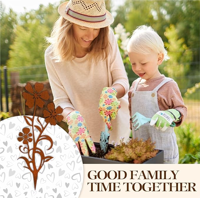 Decorative Garden Stakes,Flower Bed Decor Plant Stakes,Garden Statues Outdoor Clearance,Metal Yard Art Outdoor,Plant Decorations for Pots (3 Pack)
