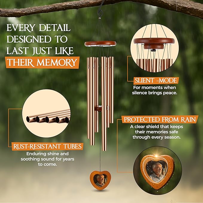 32 Inch Memorial Wind Chimes Outdoor, Wind Chimes for Loss of Loved One, Memorial Gifts for Loss of Mom, Sympathy Gifts for Mother, Father, Brother, Sister