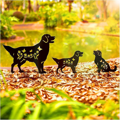 Golden Retriever Metal Garden Stakes Decorative Dog Gifts for Women/Men/Dog Lovers Gifts,Black Silhouette Statues for Yard Art,Outdoor Decor,Outside,Patio,Lawn Ornaments,Garden Decorations