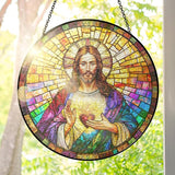 FLAGWIX Christian Gifts for Women Faith - Stained Glass Window Hanging 10 in - Birthday Catholic Religious Gifts, Suncatchers Windows Hanging, Spiritual Suncatcher Home Garden Decor