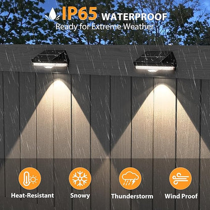 Solar Fence Lights,9 Lighting Modes ＆ Color Changing Mode IP65 Waterproof Outdoor, Solar Deck Lights for Outside/Patio/Backyard/Wall/Pool/Fence/Railing/Step(8Pack)
