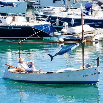Flutesan Dark Blue 49 Inch Shark Wind Sock Heavy Duty Fish Windsock Outdoor Decor Fish Flag Hanging Decor for Outside Garden Boat Gone Fishing Party Beach Party Decoration