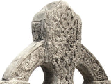 BestNest Athens Celtic Cross Garden Statue on Base – Pre-Aged Concrete Outdoor Religious Sculpture with Impressed Celtic Pattern, Gray Faith Garden Decor