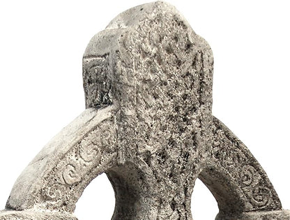 BestNest Athens Celtic Cross Garden Statue on Base – Pre-Aged Concrete Outdoor Religious Sculpture with Impressed Celtic Pattern, Gray Faith Garden Decor