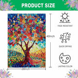 Stained Glass Tree of Life House Flag 28x40 Double Sided for Outside, Spring Summer Burlap Large Floral Garden Flags for Yard Outdoor Garden Decor