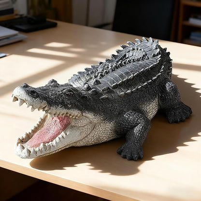 Teaeeno Garden Alligator Outdoor Decor,Crocodile Sculpture for Stuff Pond Decor,Florida Alligator Sculpture for Yard Art,Realistic Wild Animal,Reptile Figure,Florida Alligator,Perfect for Man