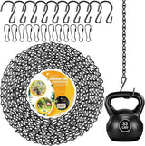Upgraded 180”Heavy Duty Metal Hanging Chains with Hanging Basket Hooks Set for Planters,Birdcage,Birds Feeder,Grow Lights,Lanterns,Billboards,Wind Chime and Ornaments,Chain Hooks DIY,Black