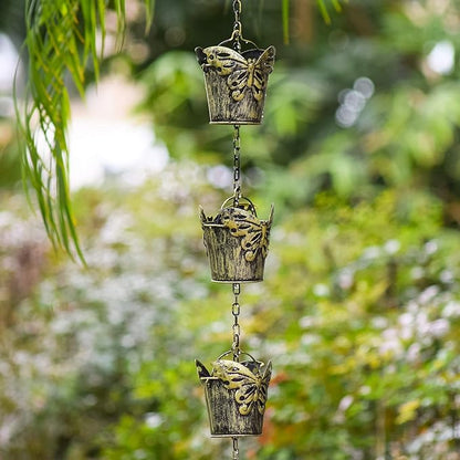 Arcadia Garden Products RC02 Butterfly Pail Rain Chain, Antique Yellow