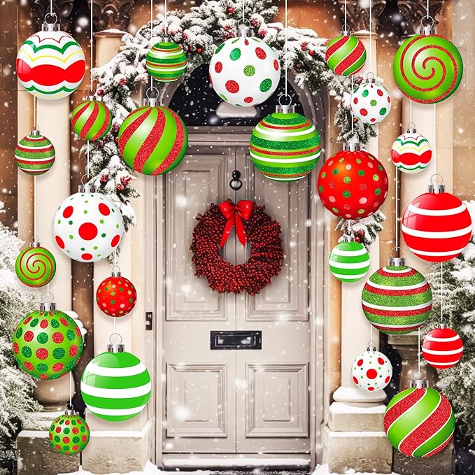 Huwena 24 Pcs Christmas Outdoor Decorations Hanging Ornaments Christmas Yard Signs Double Sided Lawn Decorations for Xmas Party Porch Lawn Decor (Novel Style)