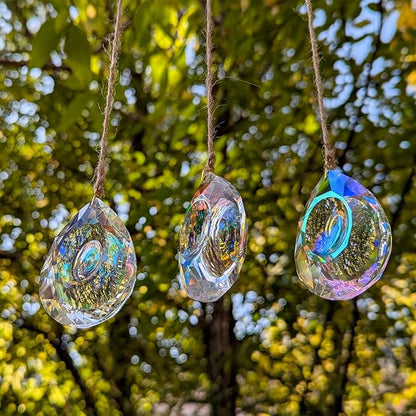 Crystal Prism Suncatchers DIY,AB Sparkling Teardrop Sun Catcher with Crystals Hanging Crystal for Windows, Chandeliers, Car & Garden Déco