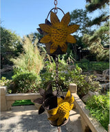 Rain Chains 8.5FT Metal Bucket Rain Chains for Gutters and Downspouts Vintage Rain Catcher Chain Sunflower Decorative Rain Chimes for Outside Rainwater Diverter Outdoor Decor for Garden Yard