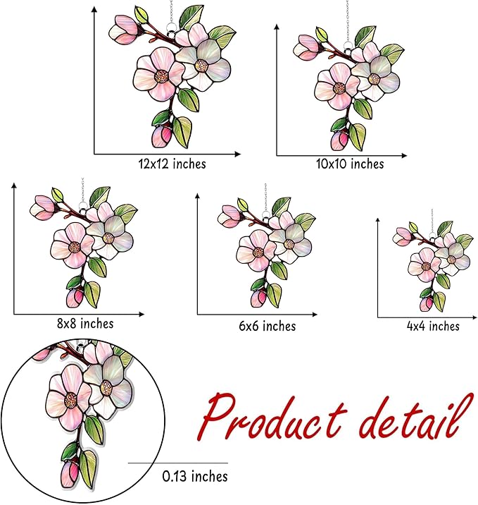 Magnolia Flower Acrylic Suncatcher, Flower Suncatchers for Window Hangings, Stained Glass Effect Garden Decor, Gift for Mother's Day, Mom, Grandma, Wife, Women