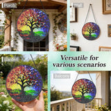 Stained Glass Window Hanging - 6.3 Inch Colorful Tree of Life Suncatcher, Tree of Life Wall Art for Window Home Door Garden Outdoor Decor and housewarmings Birthday, Gifts for Adults Women Men Mom