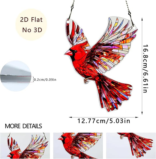 Red Bird Ornaments Colorful Window Hanging Decorations Home Wall Decor for Indoor Outdoor