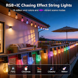 AHRLHR 150FT RGB+IC Outdoor String Lights,Outside Light Dimmable Shatterproof LED Bulbs,Balcony, Outdoor Living， IP67 Waterproof Chasing Effect Lighting DreamColor Patio Strip Lights for Backyard
