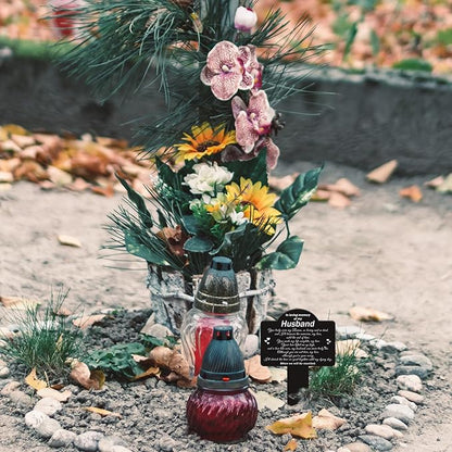 Roowest Cemetery Grave Decorations Acrylic Memorial Stakes Grave Stake Markers Sympathy Garden Plaque Waterproof Remembrance Sympathy Gift for Cemetery Graveside Outdoors Yard(Husband)
