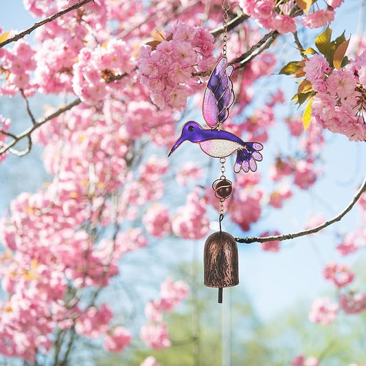 Wind Chimes Outdoor Hummingbird Metal Pendant Windchimes Decor with Hook for Outside Home Patio Garden Decoration Gifts for Mom Grandma Sisters