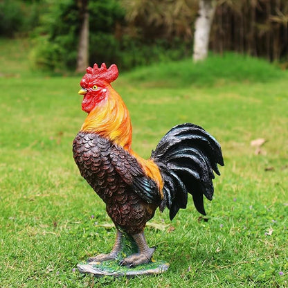 Rooster Garden Statue Decorations, Outdoor Sculpture Chicken Farm Animals Decoration, Chicken Gift Home Decor for Backyard Patio & Lawn Ornaments (Rooster)