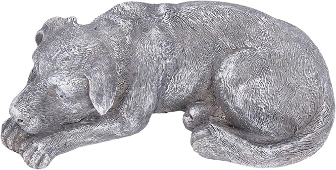 Hapivida Dog Garden Statue, Puppy Garden Memorial Stone Sleeping Dog Sculpture Decor Outdoor Resin Realistics Sculptures Grey