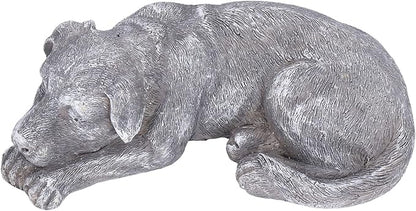 Hapivida Dog Garden Statue, Puppy Garden Memorial Stone Sleeping Dog Sculpture Decor Outdoor Resin Realistics Sculptures Grey