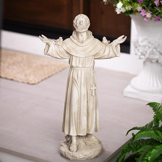 Northlight St. Francis of Assisi with Birds Outdoor Garden Statue - 24"
