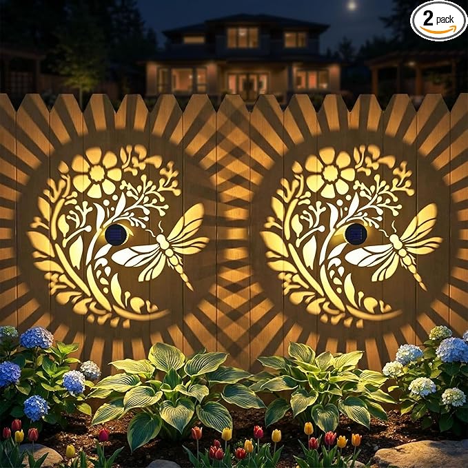 Gardsee Solar Fence Lights 6 Pack Solar Deck Lights Waterproof LED Solar Powered Step Light Wall Lights Outdoor Decorations Warm Yellow Light Decorative Lighting for Garden (Black 5)