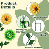 2 Pack Metal Flower Wind Spinners, Yellow Sunflower & Green Daisy Garden Stakes Yard Art, Decorative Floral Pinwheels Lawn Ornaments for Outdoor, Patio, Backyard and Flower Bed Spring Decor