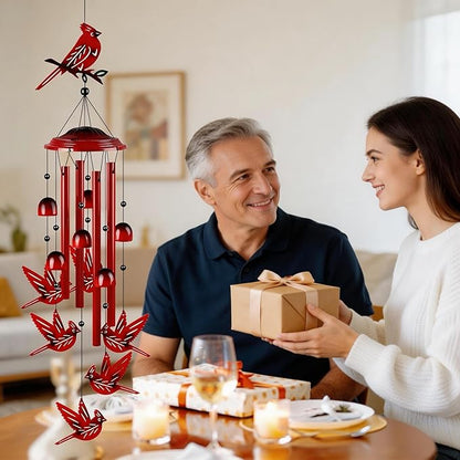 YHmall Cardinal Wind Chimes for Outside, Cardinal Gifts for Women Soothing Tones Memorial Wind Chime for Garden, Yard, Patio Decor, 35" Windchimes Outdoors for Christmas, New Year
